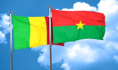 Burkina Faso bayrak, 3d render ile mali bayrağı
