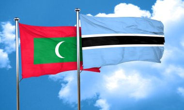 Botsvana bayrağı, 3d render ile Maldivler bayrağı