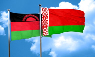 Malavi bayrak Beyaz Rusya bayrağı, 3d render ile