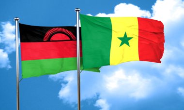 Malavi bayrağı Senegal bayrak, 3d render ile