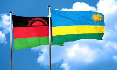 Malavi bayrak Ruanda bayrak, 3d render ile