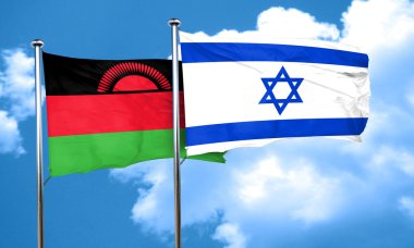 Malavi bayrağı İsrail bayrağı, 3d render ile