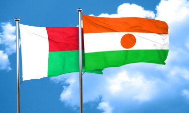 Madagaskar bayrağı Nijer bayrak, 3d render ile