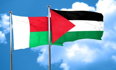 Madagaskar bayrağı Palestine bayrak, 3d render ile