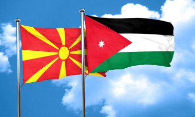 Makedonya bayrak Jordan bayrak, 3d render ile