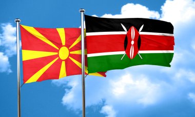 Makedonya bayrak Kenya bayrak, 3d render ile