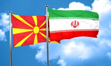 Makedonya bayrağı Iran bayrağı, 3d render ile