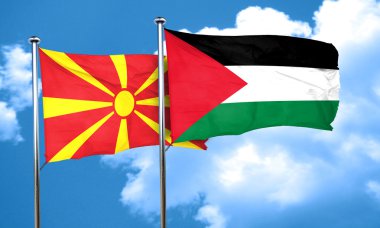 Makedonya bayrak Palestine bayrak, 3d render ile