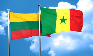 Litvanya bayrağı Senegal bayrak, 3d render ile