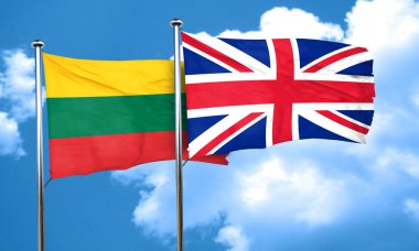 Büyük Britanya bayrağı, 3d render ile Litvanya bayrağı