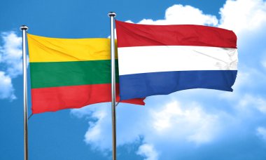 Hollanda bayrağı, 3d render ile Litvanya bayrağı