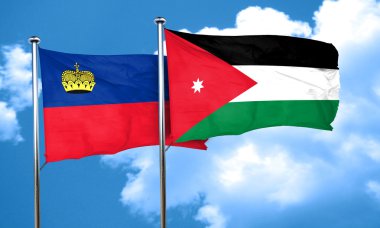 Jordan bayrak, 3d render ile Lihtenştayn bayrağı