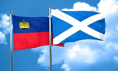 İskoçya bayrağı, 3d render ile Lihtenştayn bayrağı