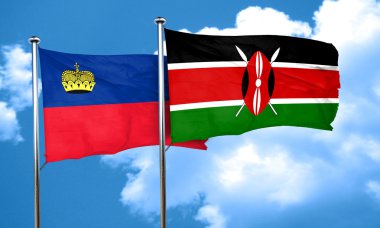 Kenya bayrak, 3d render ile Lihtenştayn bayrağı