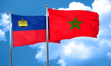 Fas bayrak, 3d render ile Lihtenştayn bayrağı