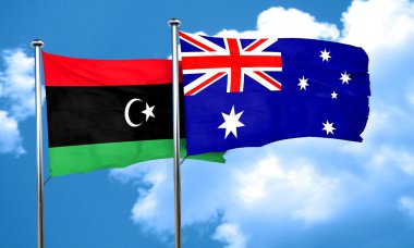 Avustralya bayrağı, 3d render ile Libya bayrağı