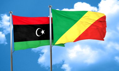 Kongo bayrak, 3d render ile Libya bayrağı