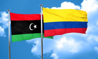 Kolombiya bayrak, 3d render ile Libya bayrağı