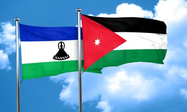 Lesoto bayrağı Jordan bayrak, 3d render ile