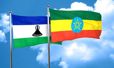 Lesoto bayrağı Etiyopya bayrağı, 3d render ile