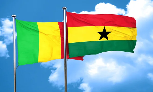 Bandiera Mali con bandiera Ghana, rendering 3D — Foto Stock