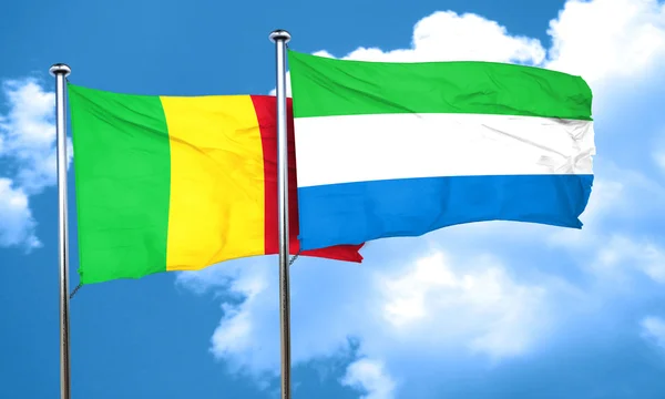 Bandera de Malí con bandera de Sierra Leona, representación 3D —  Fotos de Stock