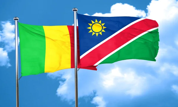 Bandera de Mali con bandera de Namibia, representación 3D — Foto de Stock