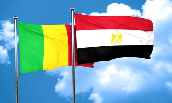 Mali zászló Egyiptom zászló, 3d-leképezés — Stock Fotó