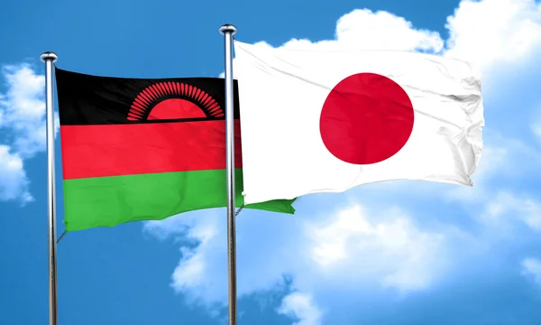 Bandiera Malawi con bandiera Giappone, rendering 3D — Foto Stock