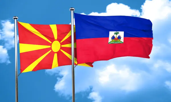 Macedonia flag with Haiti flag, 3D rendering — Stock Photo, Image