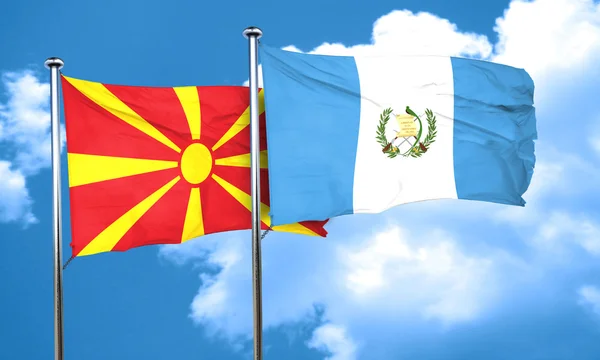 Makedoniens flagga med Guatemala sjunka, 3d-rendering — Stockfoto