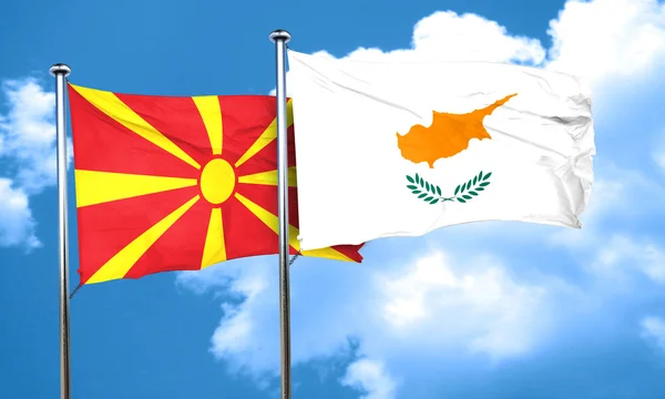 Macedonia flag with Cyprus flag, 3D rendering