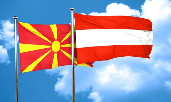 Macedonia flag with Austria flag, 3D rendering — Stock Photo, Image