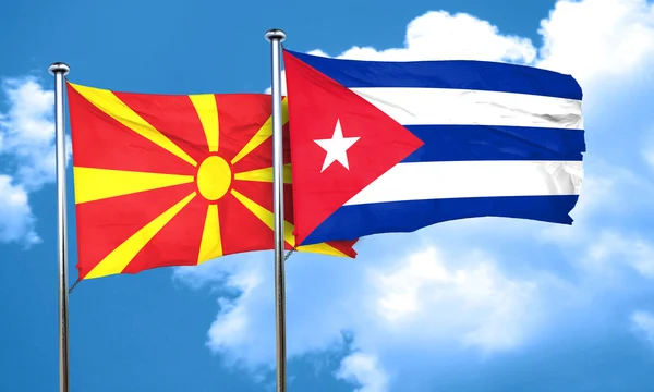 Macedonia flag with cuba flag, 3D rendering — Stock Photo, Image