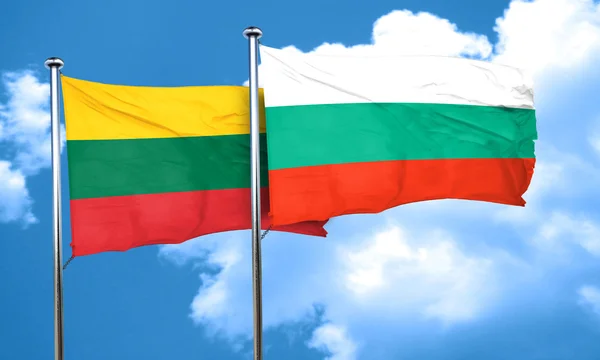 Lithuania flag with Bulgaria flag, 3D rendering — Stock Photo, Image