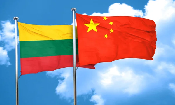 Vlag van Litouwen met China vlag, 3D-rendering — Stockfoto