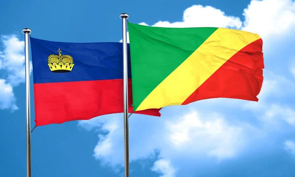 Bandera de Liechtenstein con bandera del Congo, representación 3D —  Fotos de Stock