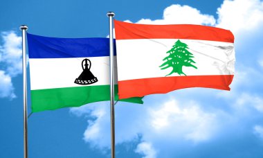 Lübnan bayrağı, 3d render ile Lesoto bayrağı