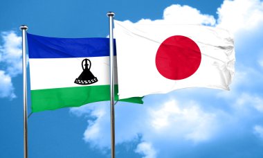 Lesoto bayrağı Japonya bayrağı, 3d render ile
