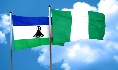 Lesoto bayrağı Nijerya bayrak, 3d render ile