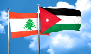Lübnan Bayrağı Jordan bayrak, 3d render ile