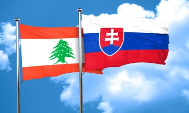 Lübnan bayrağı ile Slovakya bayrağı, 3d render