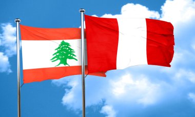 Lübnan Bayrağı Peru bayrağı, 3d render ile