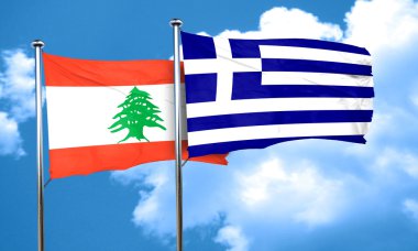 Lübnan Bayrağı Yunanistan bayrağı, 3d render ile