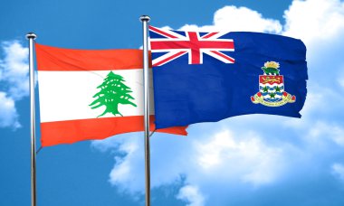 Lübnan bayrağı ile Cayman Adaları bayrağı, 3d render