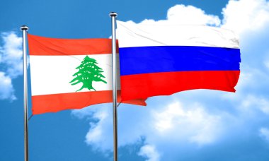 Lübnan Bayrağı Rusya bayrağı, 3d render ile