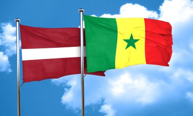 Letonya bayrağı Senegal bayrak, 3d render ile