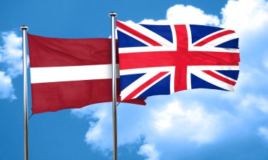 Büyük Britanya bayrağı, 3d render ile Letonya bayrağı