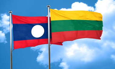Laos flag with Lithuania flag, 3D rendering clipart