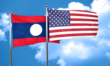 Laos bayrağı Amerikan bayrağı, 3d render ile